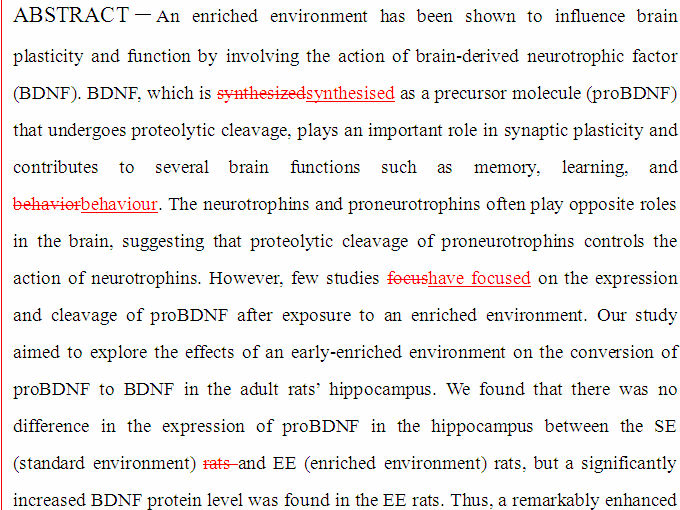 SCI论文英语润色Behavioural Brain Research（ IF 		3.327）发表案例